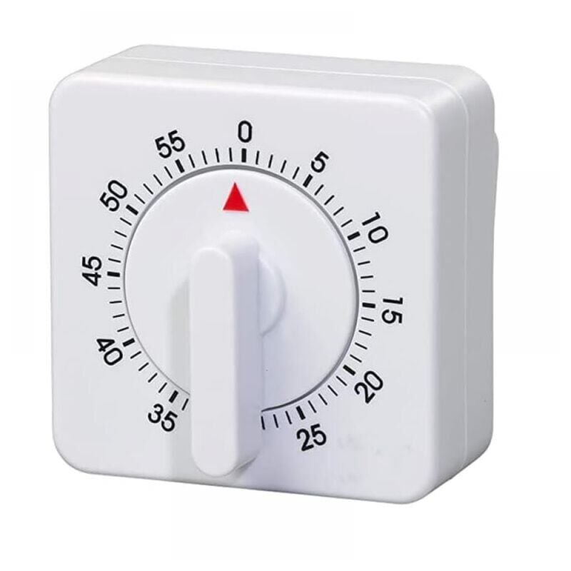 foto del prodotto piccolo timer meccanico a pendolo quadrato, 60 minuti 1 ora portatile, nessuna batteria richiesta per il controllo della rotazione loy