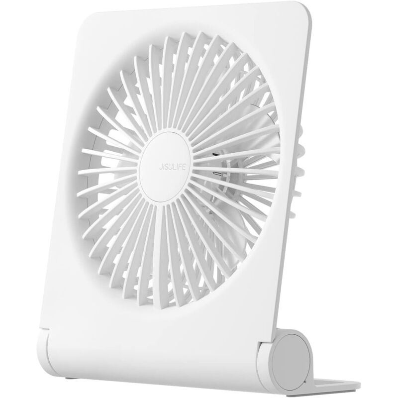 foto del prodotto piccolo ventilatore da tavolo, ventilatore da tavolo portatile ricaricabile tramite usb, batteria da 4500 mah, pieghevole a 160°, vento forte, ultra silenzioso, 4 velocità, per ufficio, casa e campegg