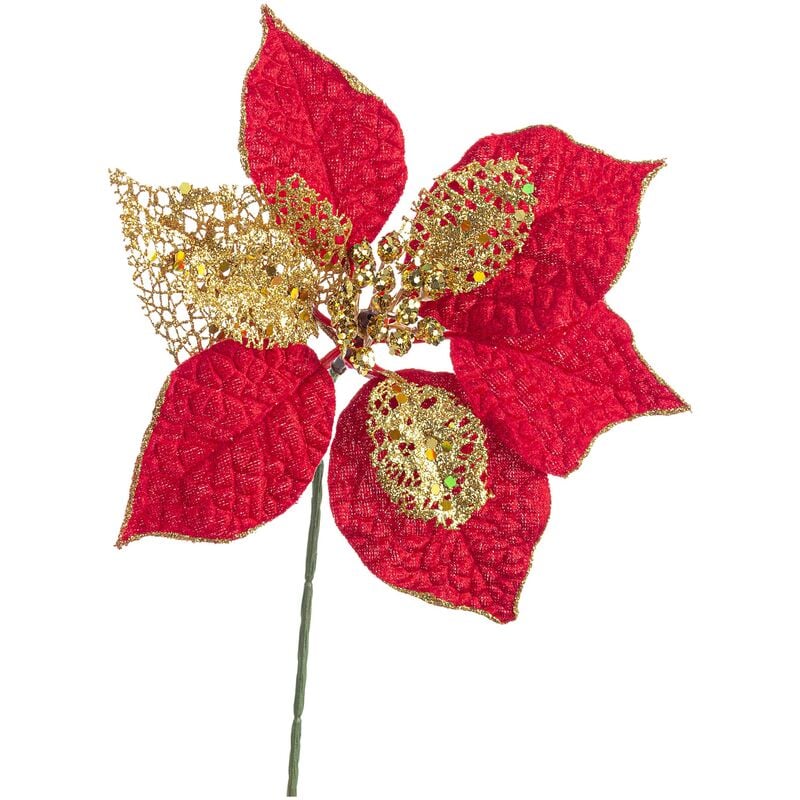 foto del prodotto pick lillian poinsettia ros oro h20cm