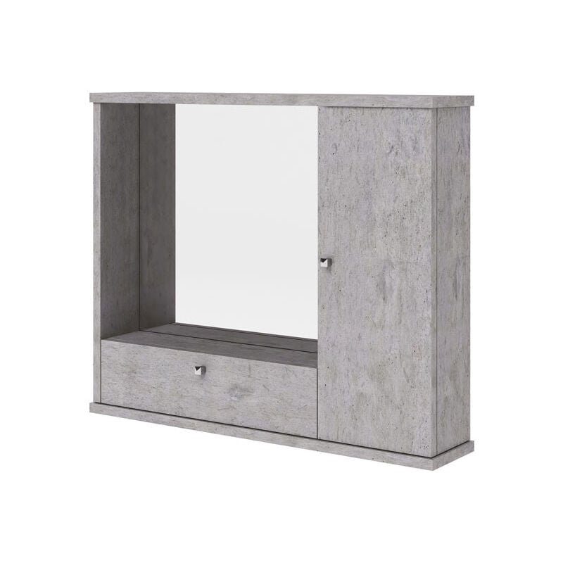 foto del prodotto pidema mobile bagno cemento con specchio e luce, pensile bagno