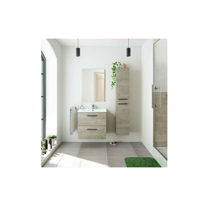 foto del prodotto pidema mobile bagno rovere sospeso con due cassetti. mobili
