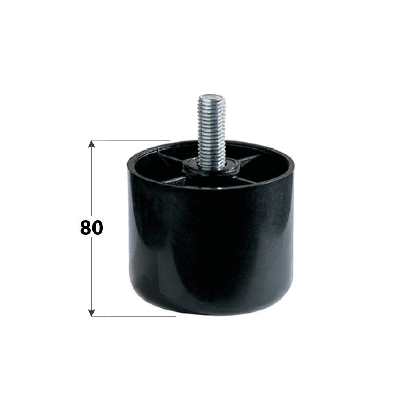 foto del prodotto piede in plastica serie 60 h.80 mm. nero