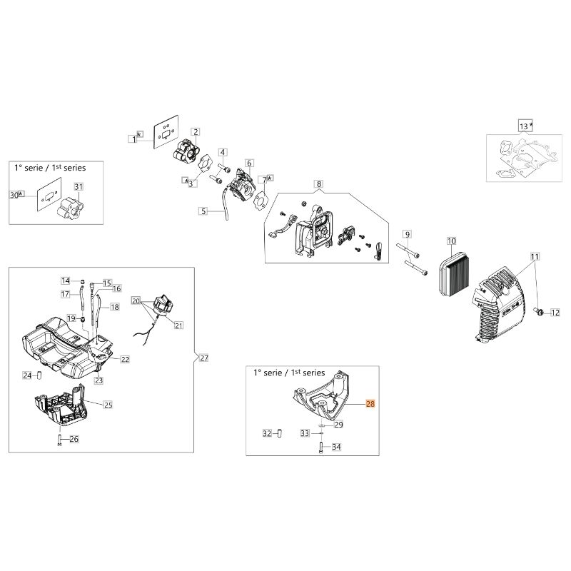 foto del prodotto piede originale oleomac per unit motore bc 300 d 61170041r