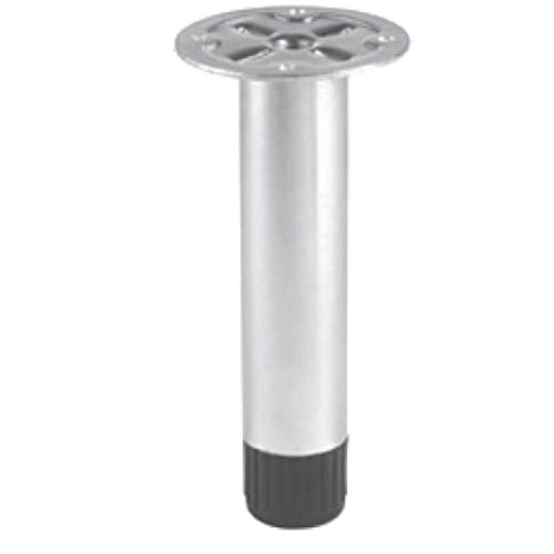 foto del prodotto piede tondo per mobili regolabile 28mmxh.100mm in acciaio con finitura zincata con gommino senza viti
