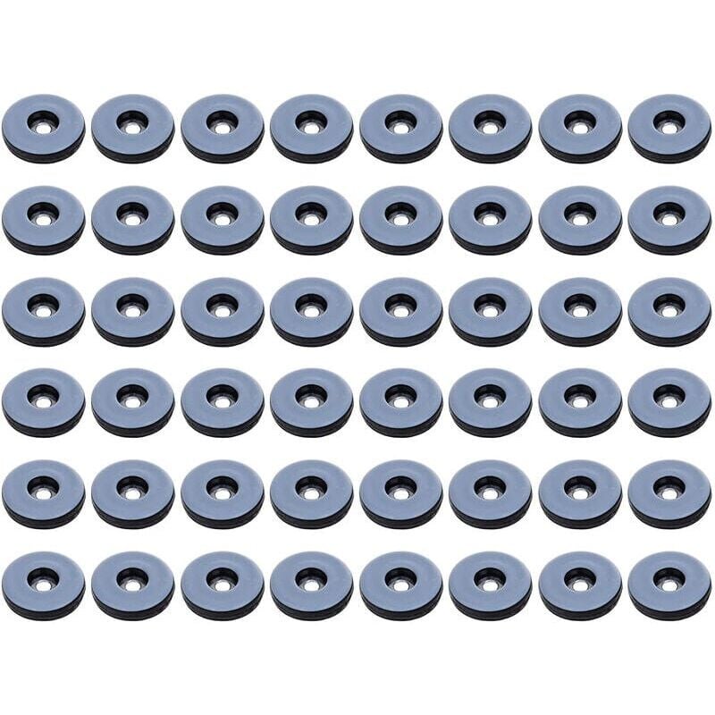 foto del prodotto piedini per mobili, confezione da 48 piedini rotondi in teflon per mobili, piedini antivibrazione per mobili 19 mm, rotondi 