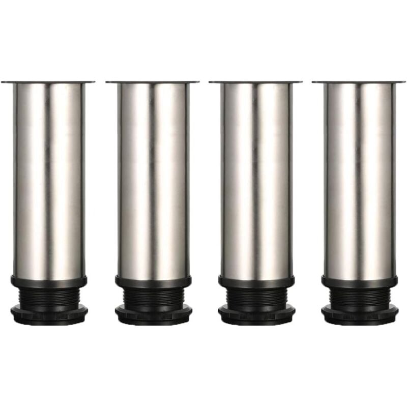 foto del prodotto piedini regolabili, altezza 150 mm, gambe spesse per mobili, gambe per tavoli, gambe per mobili, acciaio inox spazzolato, altezza regolabile 0 15 mm,