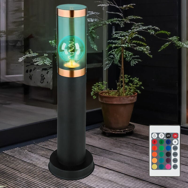 foto del prodotto piedistallo luminoso dimmerabile con telecomando lampione led lampada da terra per esterni, rgb cambia colore, plastica acciaio inossidabile, 8.5w