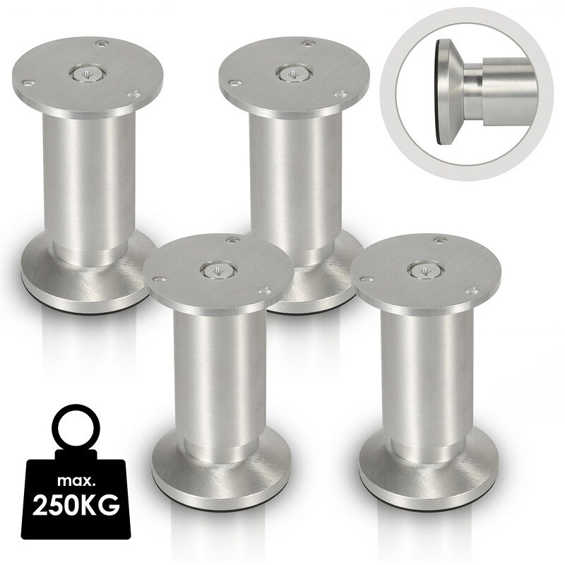 foto del prodotto piedistallo per mobili 4x piedini per mobili gambe per armadi letto regolabile in alluminio 150 mm