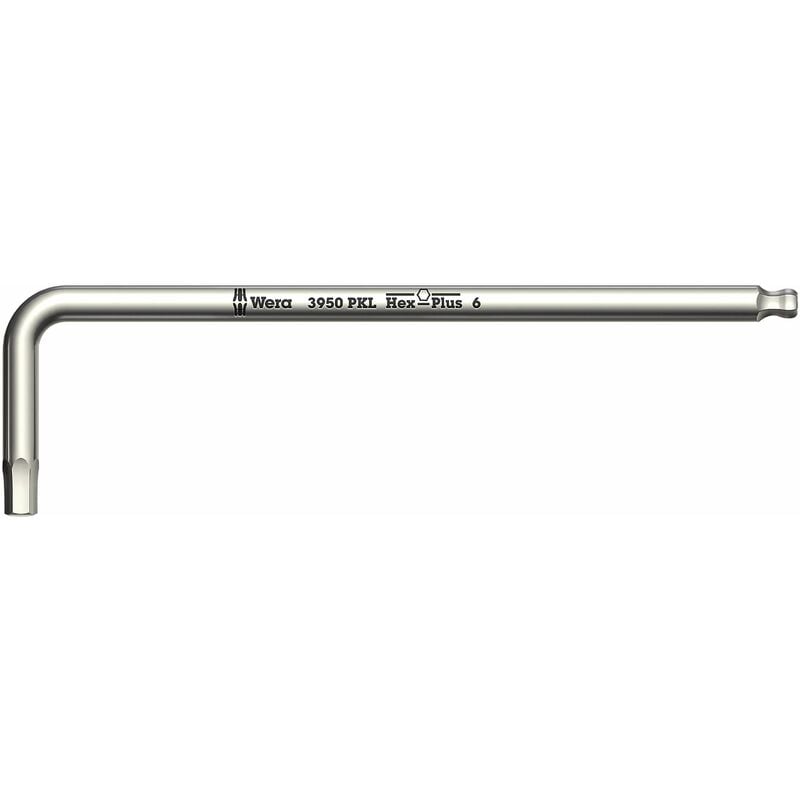 foto del prodotto piegata chiave a 6 punti, estremit a sfera, in acciaio inox, cote s stoviglie 2.5mm lunghezza rami 112 x 18 mm