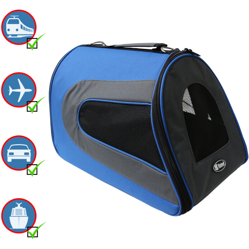 foto del prodotto pieghevole porta cani e gatti yatek borsa da trasporto impermeabile imbottita, dimensioni 48 x 27 x 27 cm, blu