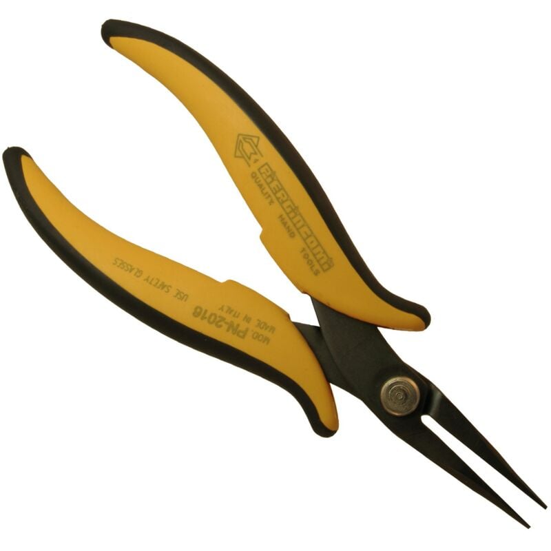 foto del prodotto piergiacomi pn2016 pinza lunga con becchi a punta lisci arrotondati esternamente lunghezza punta 28 mm, lunghezza totale utensile 160 mm, punta