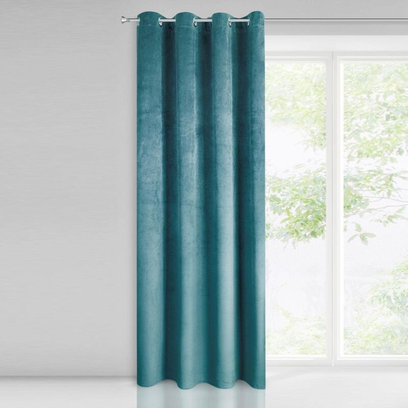 foto del prodotto pierre tenda velluto soggiorno camera da letto moderno classico occhielli in metallo 1. 215 g m , poliestere, turchese chiaro, 140 x 250 cm
