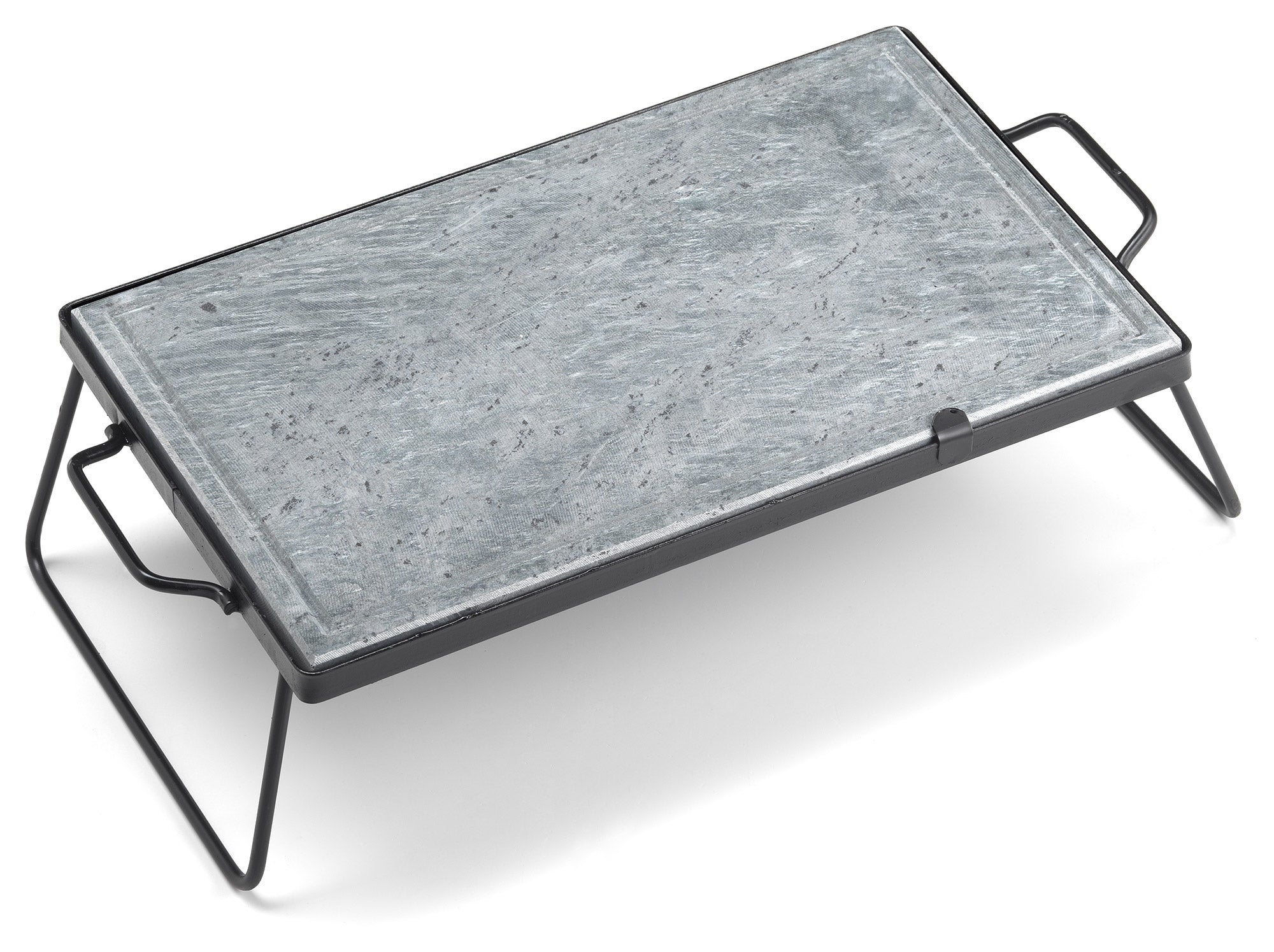 foto del prodotto pietra ollare 30x50 cm con supporto pieghevole ompagrill ds30 50 black