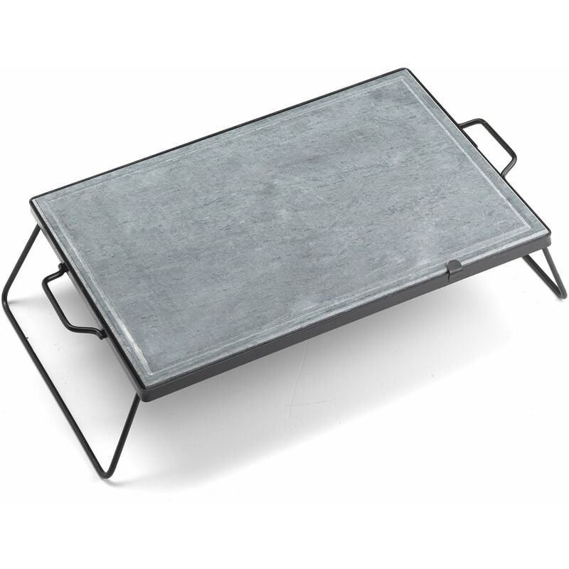 foto del prodotto pietra ollare 40x50 cm con supporto pieghevole ompagrill ds40 50 black