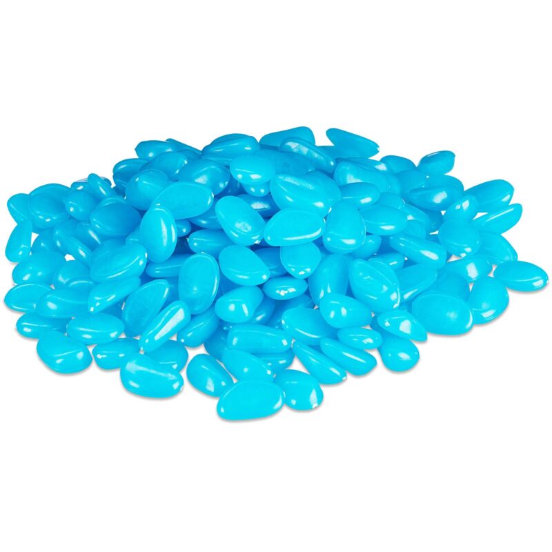 foto del prodotto pietre luminose, ciottoli luminescenti, decorazione per giardino acquario, vasi arredo, color blu, set da 200 pz relaxdays