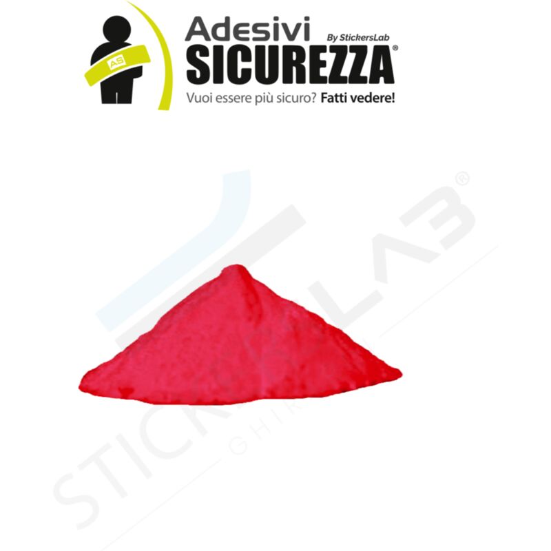 foto del prodotto pigmento additivo polvere luminescente fosforescente si illumina al buio a base bianca colore rosso, peso 20 grammi
