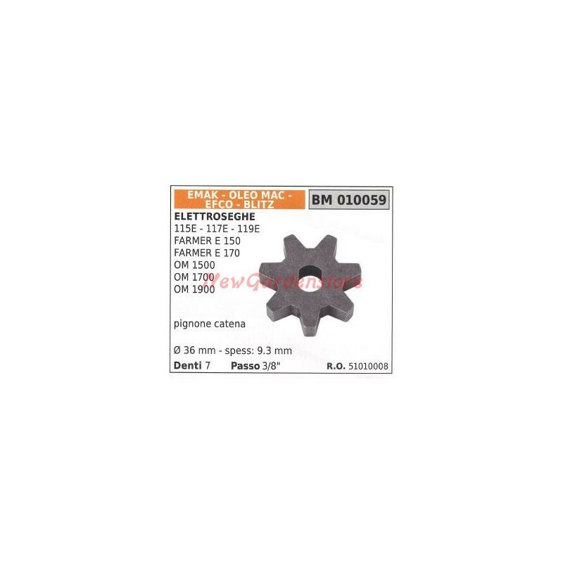 foto del prodotto pignone catena emak per elettrosega 115e 117e 119e om 1500 1700 010059