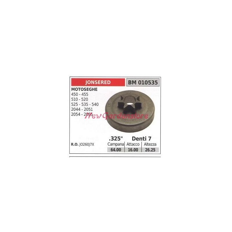 foto del prodotto pignone jonsered motore motosega 450 455 510 520 525 535 .325' denti 7 010535