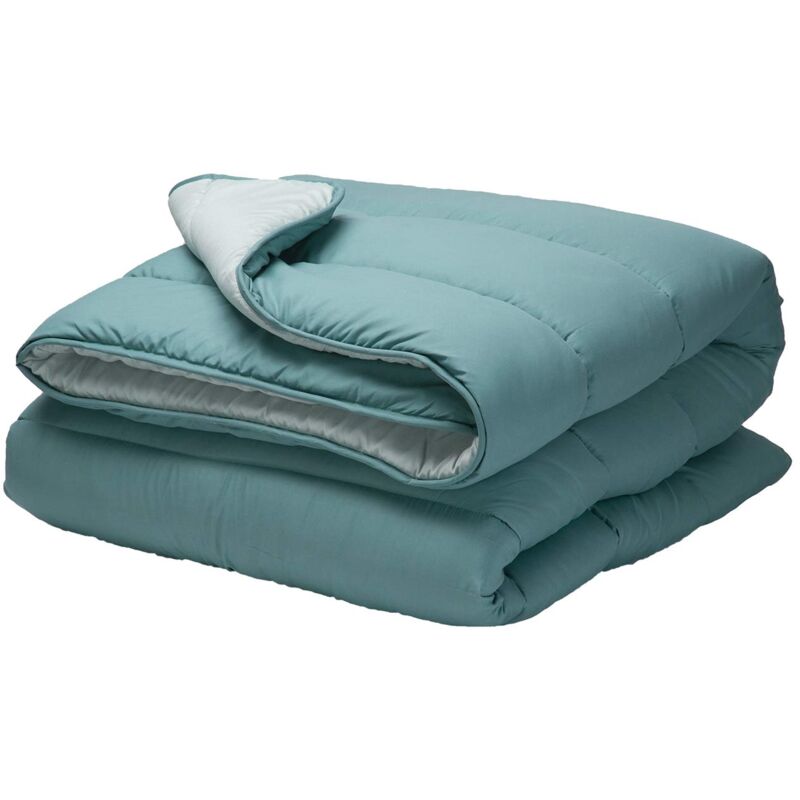 foto del prodotto pikolin home piumino reversibile 300 gr imbottitura nordica bicolore per letto da 135 tocco piuma, caldo, traspirante, colore verde, 220 x