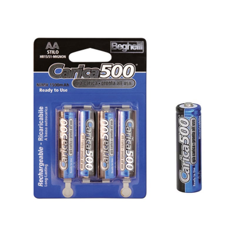 foto del prodotto pila stilo aa carica500 1,2v 1500 mah blister da 4 pezzi