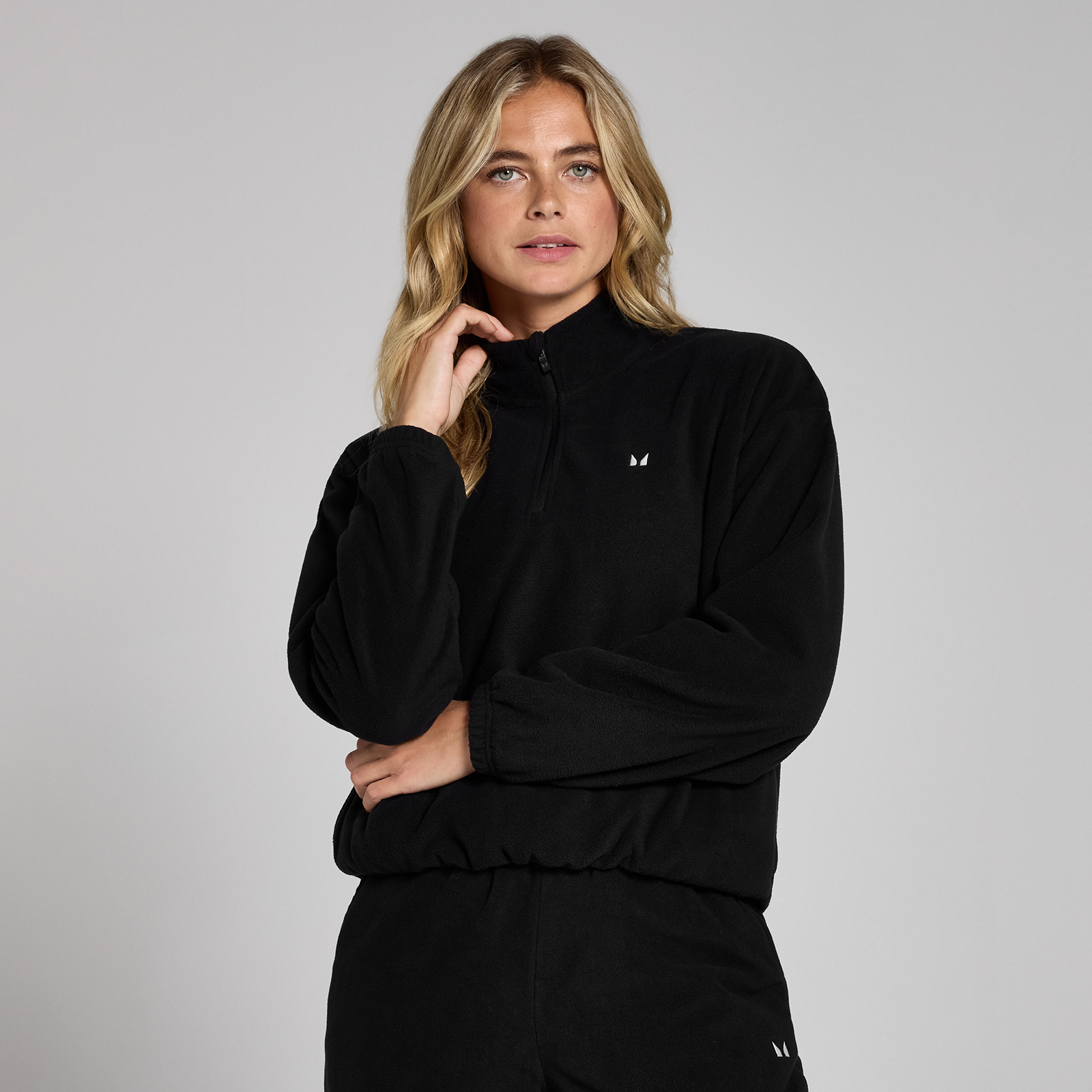 foto del prodotto pile con cerniera 1/4 con collo alto mp da donna - nero - m
