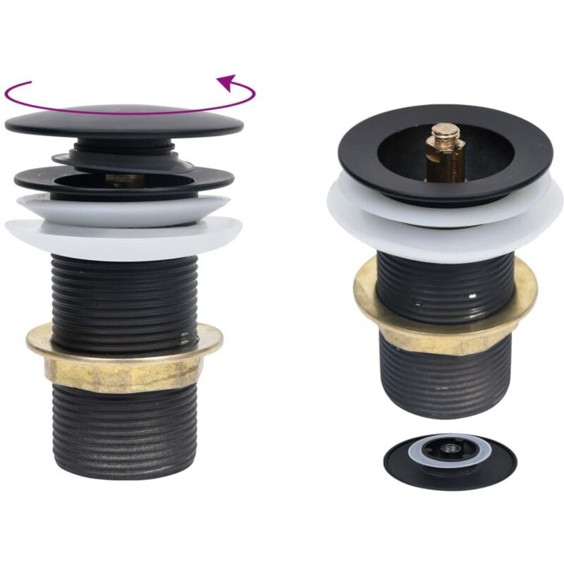 foto del prodotto piletta a pulsante senza troppopieno zinco ottone nero 020003491