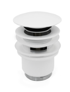 foto del prodotto piletta click-clack remer con troppo pieno in ottone - bianco opaco