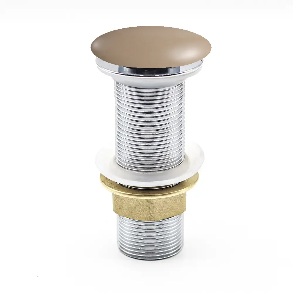 foto del prodotto piletta click-clack universale in ottone con tappo beige| noana