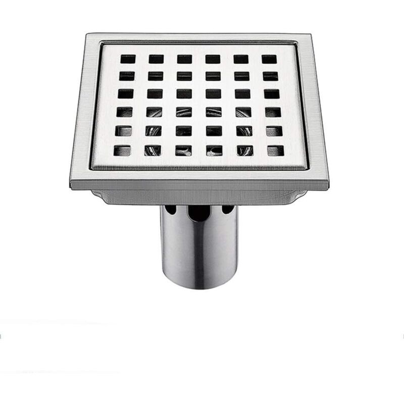 foto del prodotto piletta di scarico a pavimento, protezioni per scarico, scarico a pavimento quadrato in acciaio inox sus304 antiodore per bagno, doccia, con