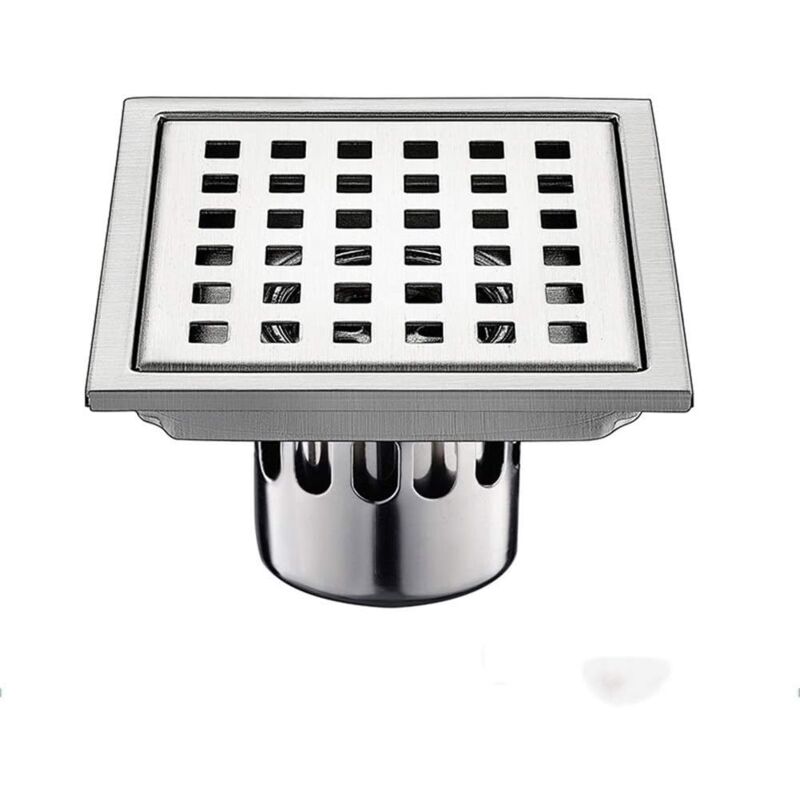 foto del prodotto piletta di scarico a pavimento, protezioni per scarico, scarico a pavimento quadrato in acciaio inox sus304 antiodore per bagno, doccia, con