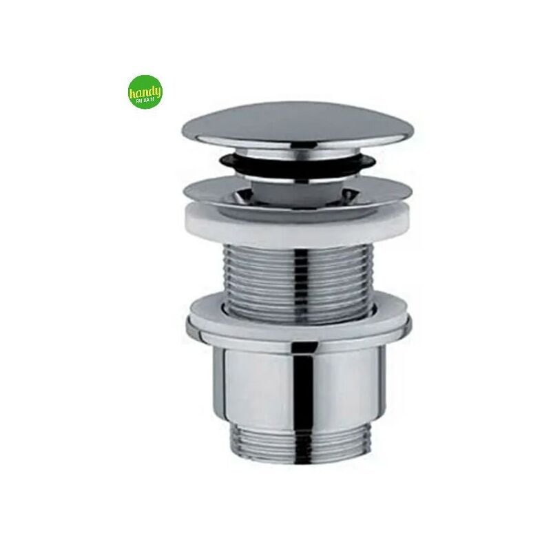 foto del prodotto piletta di scarico click clack in ottone cromato per lavabo o bidet con tappo tondo cromato e senza troppo pieno 11 4 ambra water