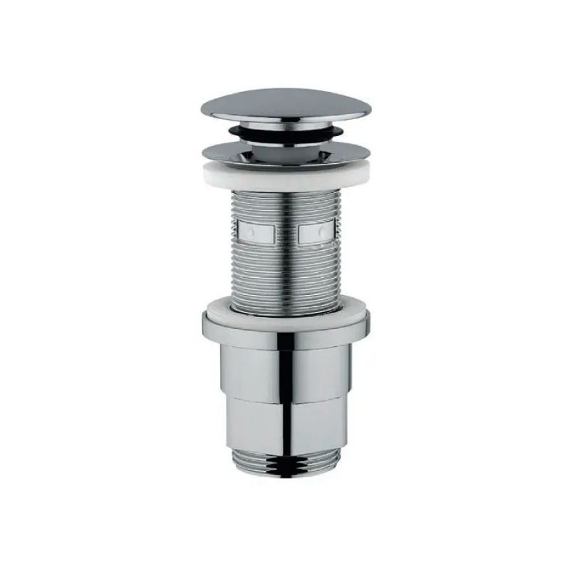foto del prodotto piletta di scarico click clack universale in abs cromato per lavabo o bidet con tappo tondo cromato e senza troppo pieno 11 4 ambra water