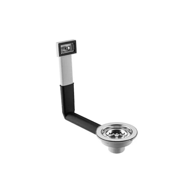 foto del prodotto piletta di scarico con troppo pieno rettangolare per lavello in acciaio inox modello hook lux 1 1/2 bonomini