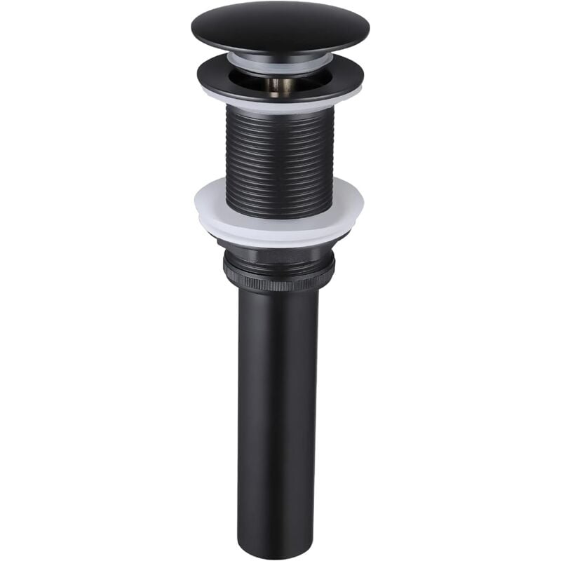 foto del prodotto piletta di scarico per lavabo senza troppo pieno, per lavabo, wc, mobiletto del bagno, tappo di scarico a scomparsa, nero opaco, interamente in