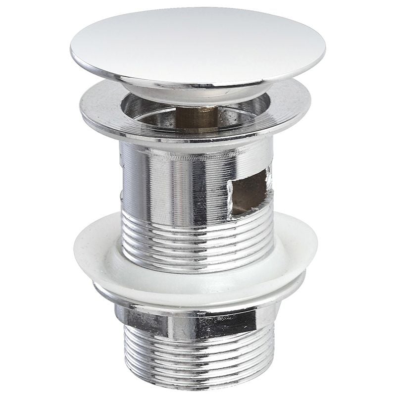 foto del prodotto piletta di scarico universale click clack con troppopieno tappo cromato