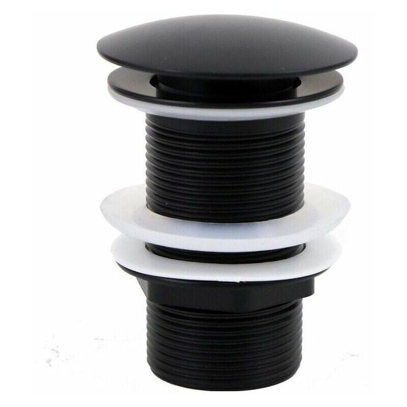 foto del prodotto piletta di scarico universale per lavello senza troppopieno, filtro per lavello nero, scarico pop up, tappo di scarico in ottone anti intasamento,