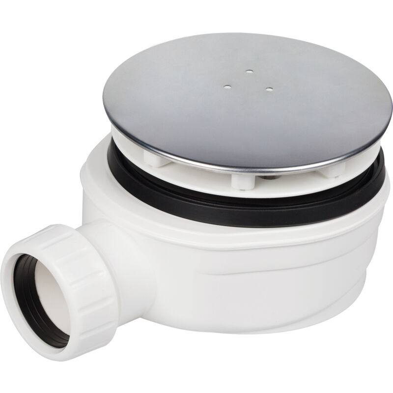 foto del prodotto piletta doccia ribassata sifone gravitazionale calotta inox foro 90mm h.51mm