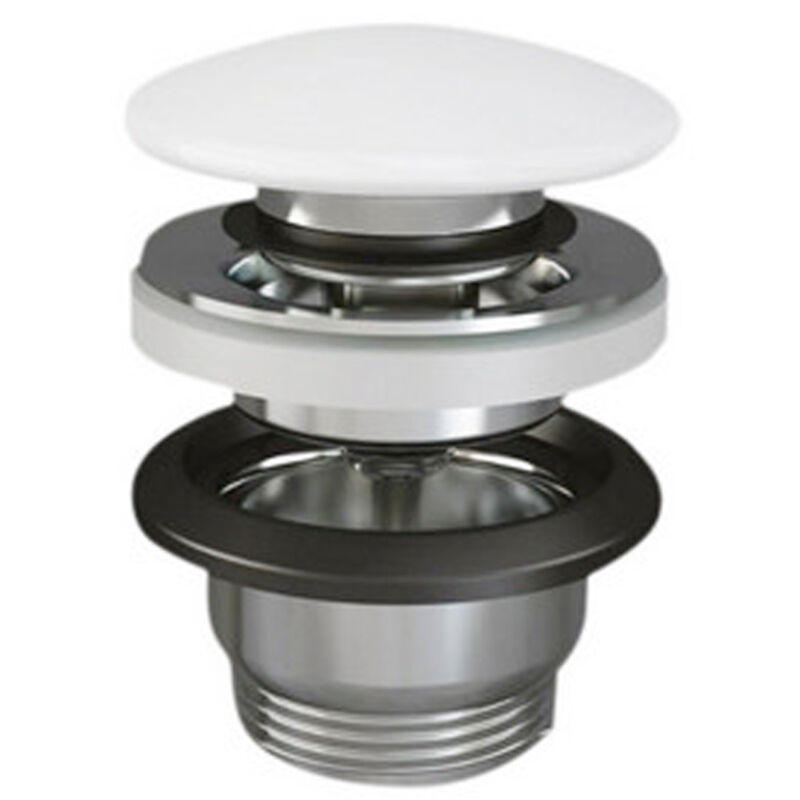 foto del prodotto piletta lavabo click clack feeling senza troppo pieno tappo bianco opaco