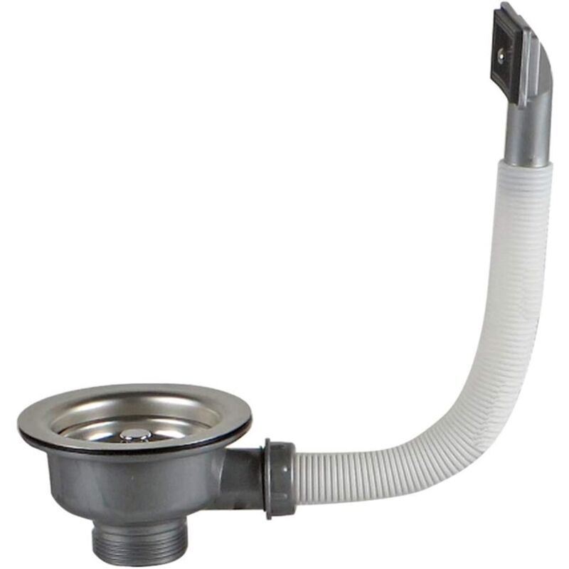 foto del prodotto piletta lavello con troppopieno quadrato in acciaio inox 110 mm 1 , acciaio inox abs, piletta cestello