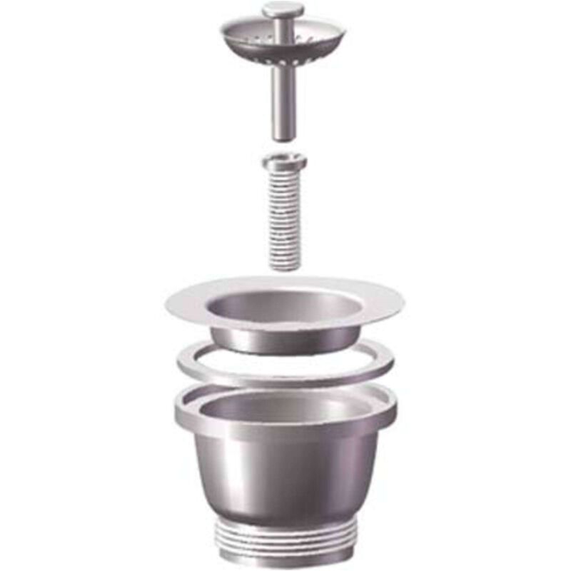 foto del prodotto piletta minibasket lavello inox pp inox 1 1 2f tappo griglia basket 2 pezzi