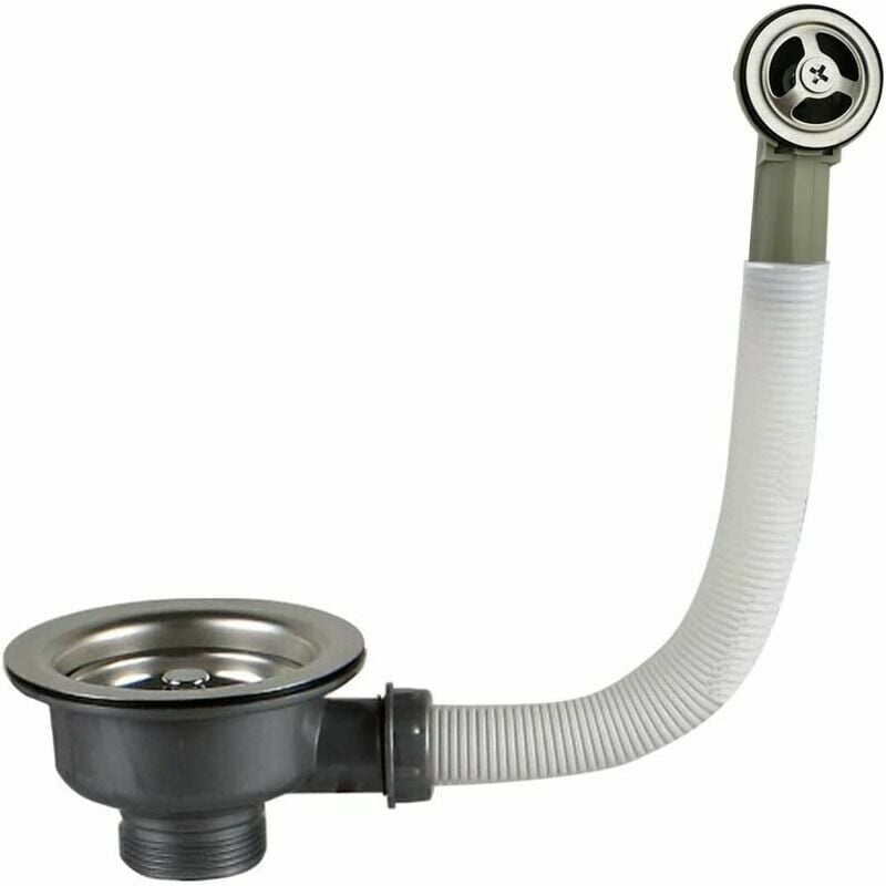 foto del prodotto piletta per lavello con troppopieno cestello inox 114 mm 1 acciaio inox abs