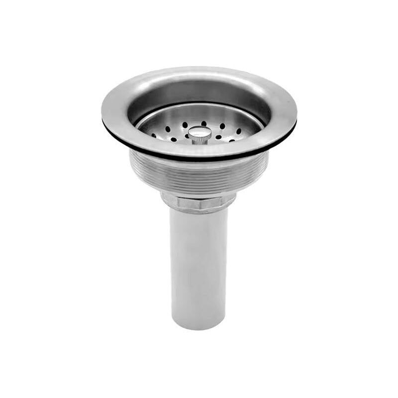 foto del prodotto piletta per lavello da cucina in acciaio inossidabile da 114 mm con cestello filtrante rimovibile, kit tappo di scarico e raccordo