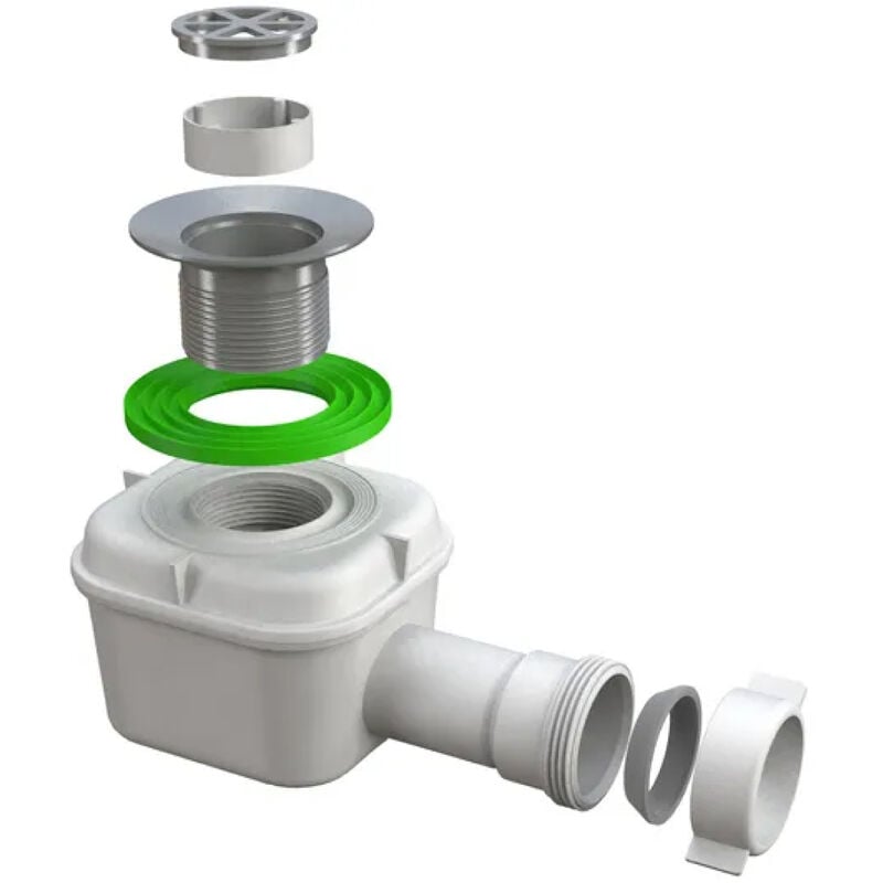 foto del prodotto piletta sifonata in pp per piatto doccia con scarico filettato modello splash 80 bonomini s.r.l.