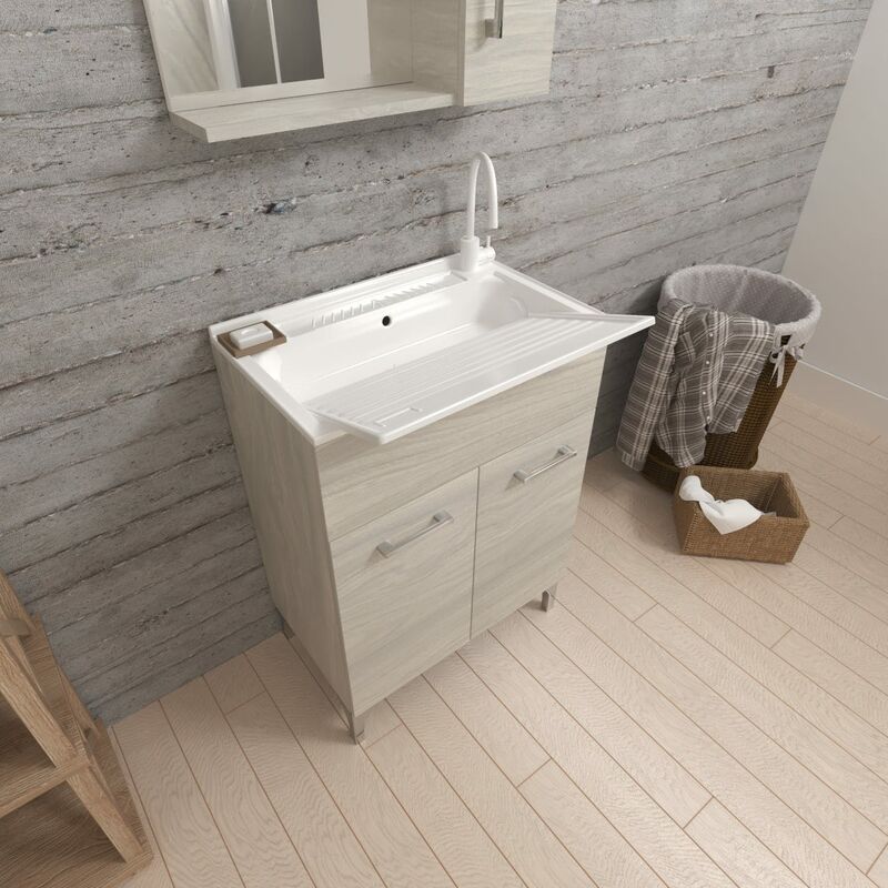 foto del prodotto pilozza con mobile 60x50 con 2 ante e strofinatoio grigio medio pratico