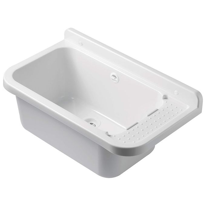 foto del prodotto pilozzo da esterno sospeso 60x34 cm in resina bianca con portasapone