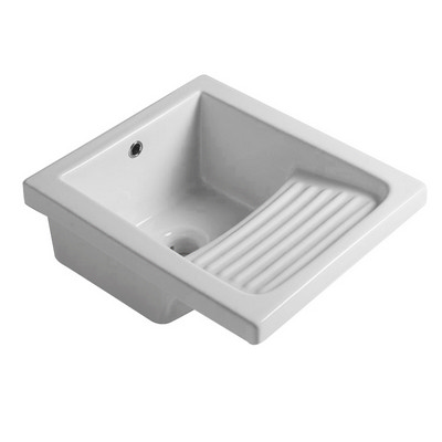 foto del prodotto pilozzo in ceramica 45x51 cm con strizzatoio bianco