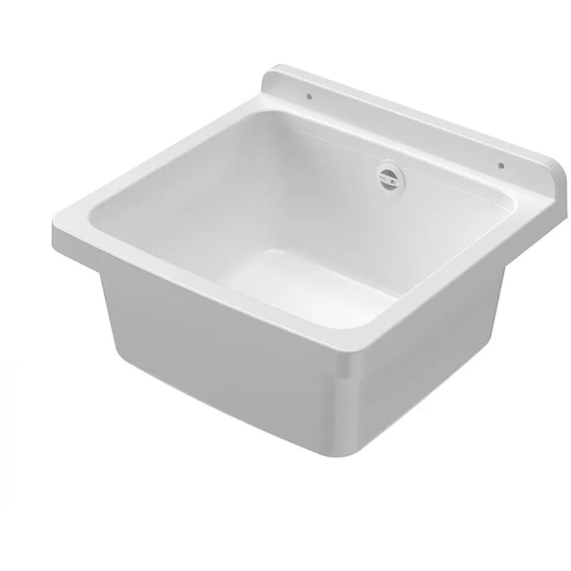 foto del prodotto pilozzo sospeso 40x40 cm in resina bianca con kit di scarico