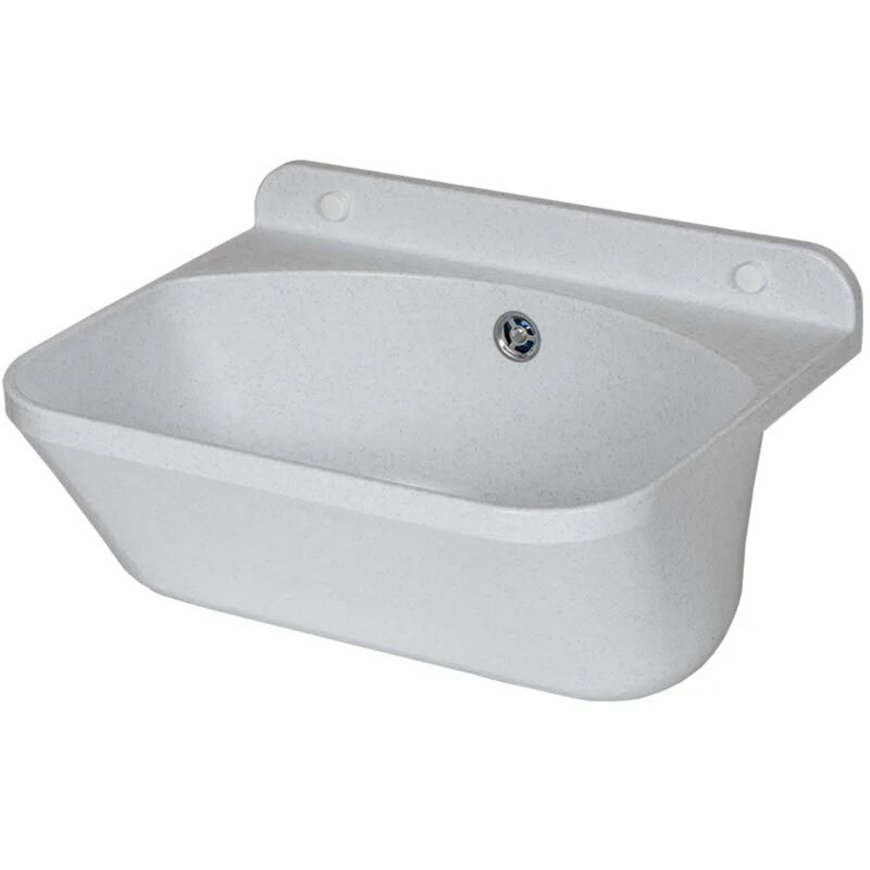 immagine 0 del prodotto pilozzo sospeso 46x36 in resina bianco pietra con fissaggi e scarico