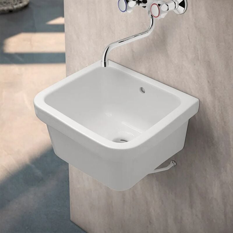 foto del prodotto pilozzo sospeso 46x38 in ceramica bianco lucido per interno o esterno