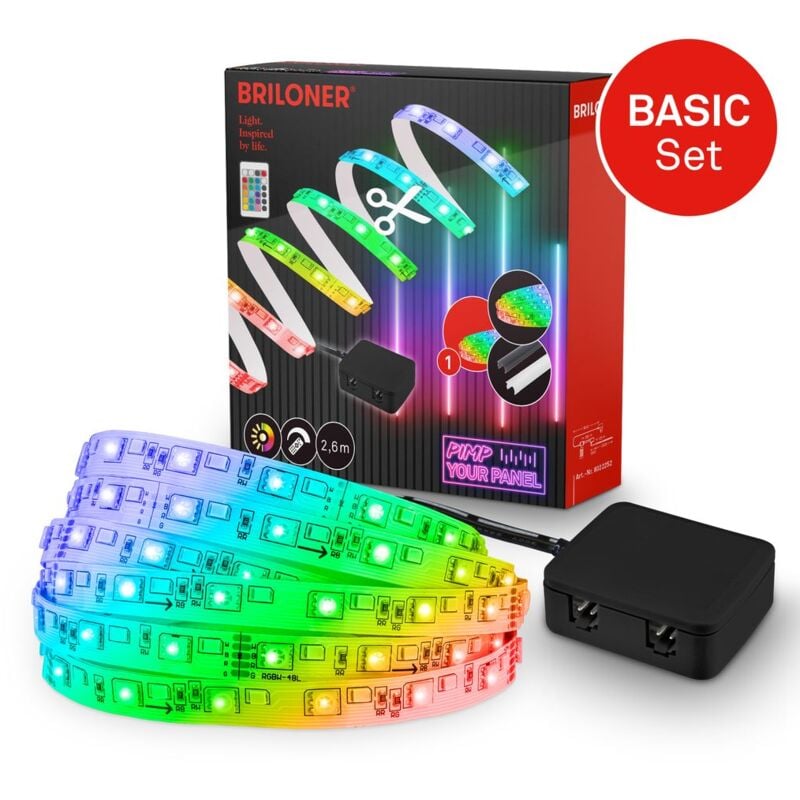 foto del prodotto pimp your panel, set iniziale striscia led 2,6 m, telecomando, rgb briloner